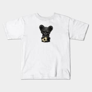 Black Panther Cub With Football Soccer Ball Kids T-Shirt